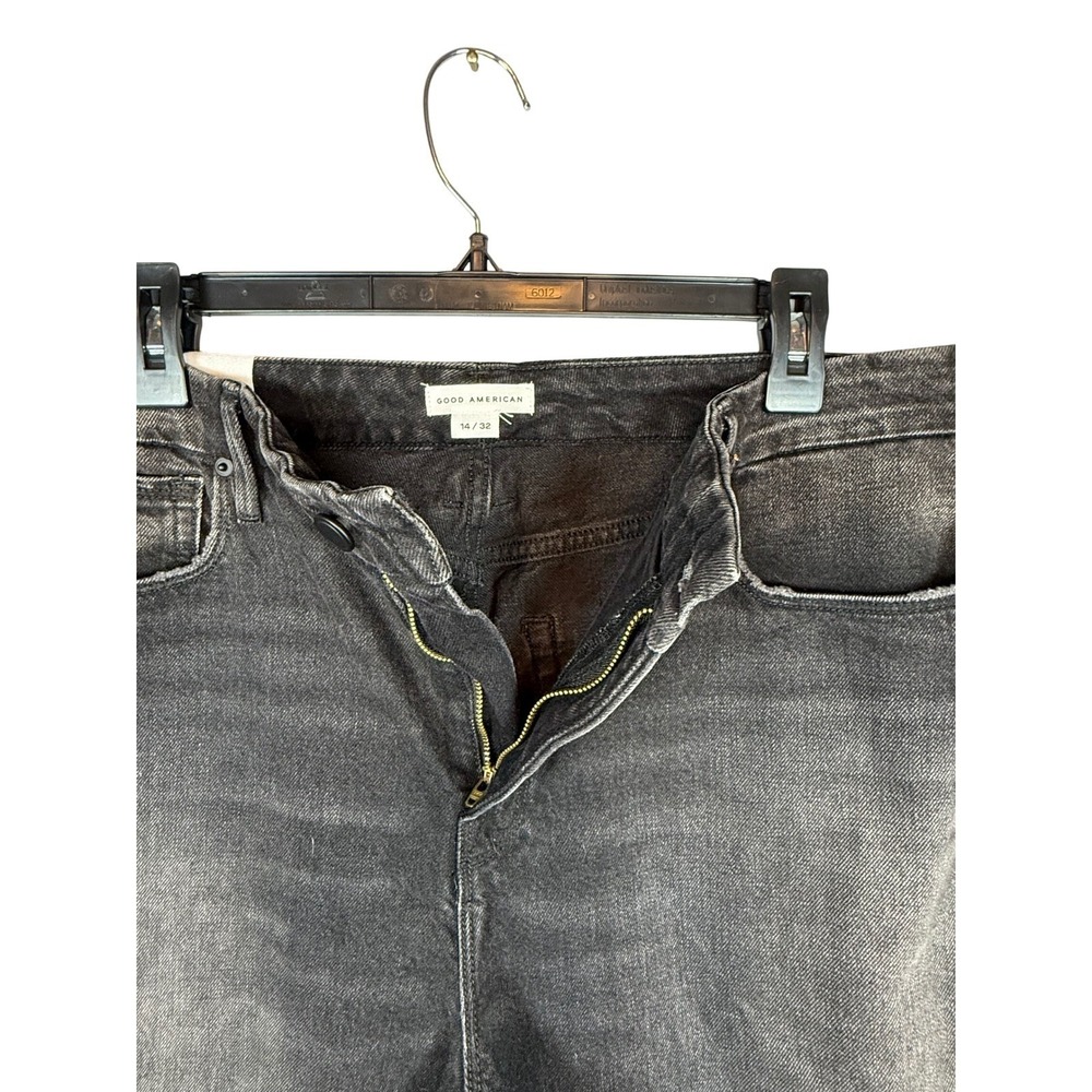 NWT GOOD AMERICAN Girlfriend Jeans, High Rise, Straight, Black Wash, Size 13/31 - Picture 8 of 12